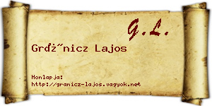 Gránicz Lajos névjegykártya